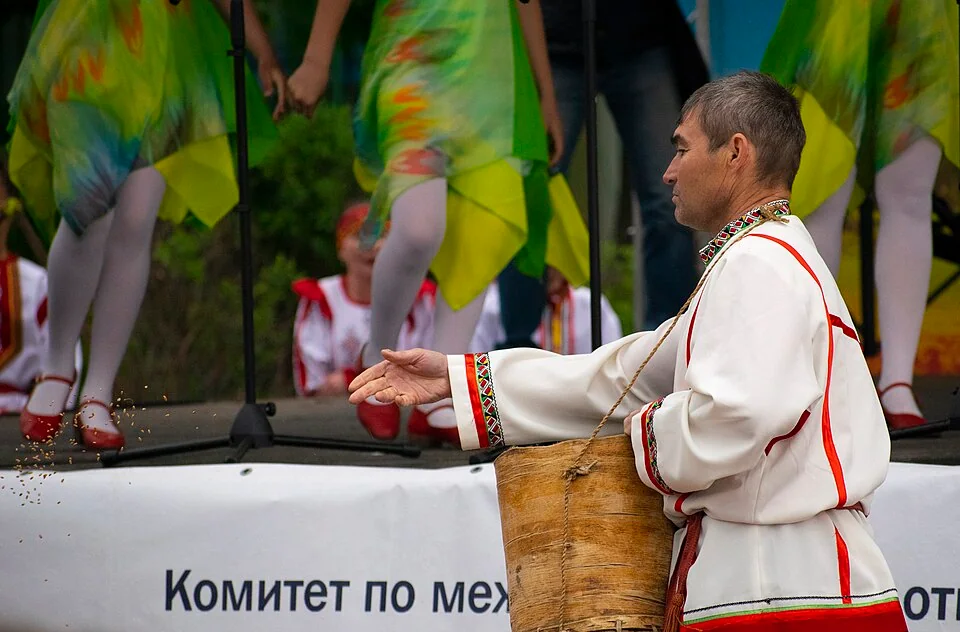 A fertility ritual during an Akatuy festival held by the Chuvash community in Saint Petersburg.