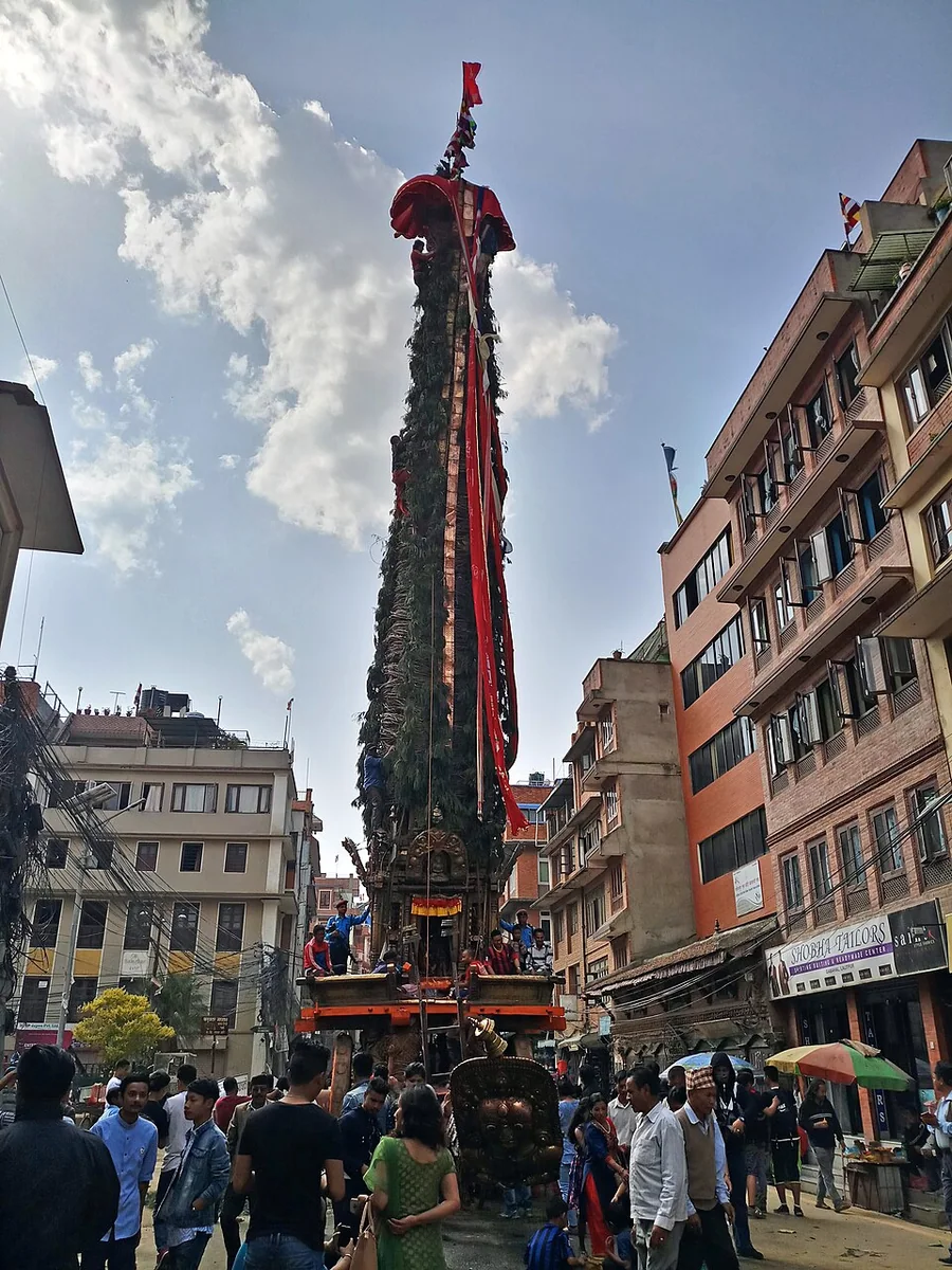 The Rato Machhindranath chariot at Gabahal in Patan, Nepal.