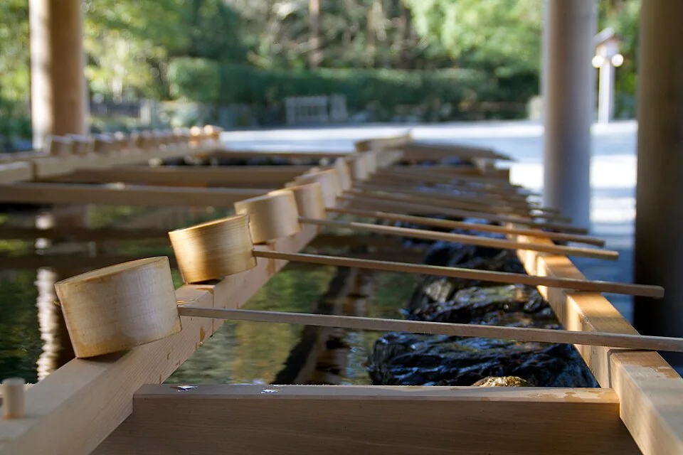 A purification basin at Ise Grand Shrine in Mie Prefecture, Japan.