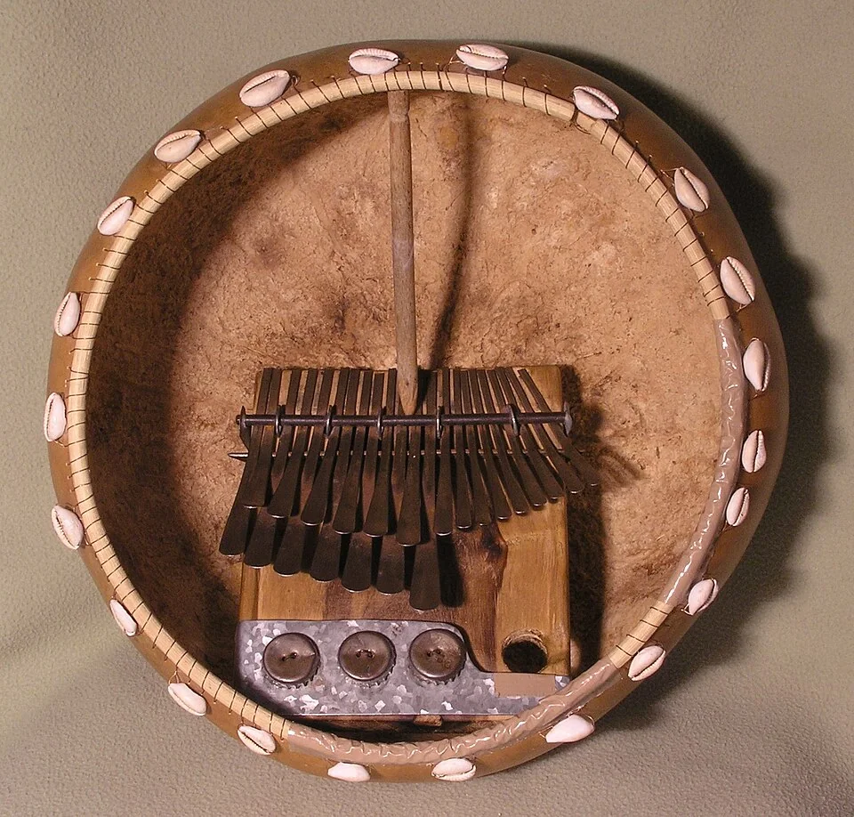An mbira dzavadzimu set inside its resonator, or deze.