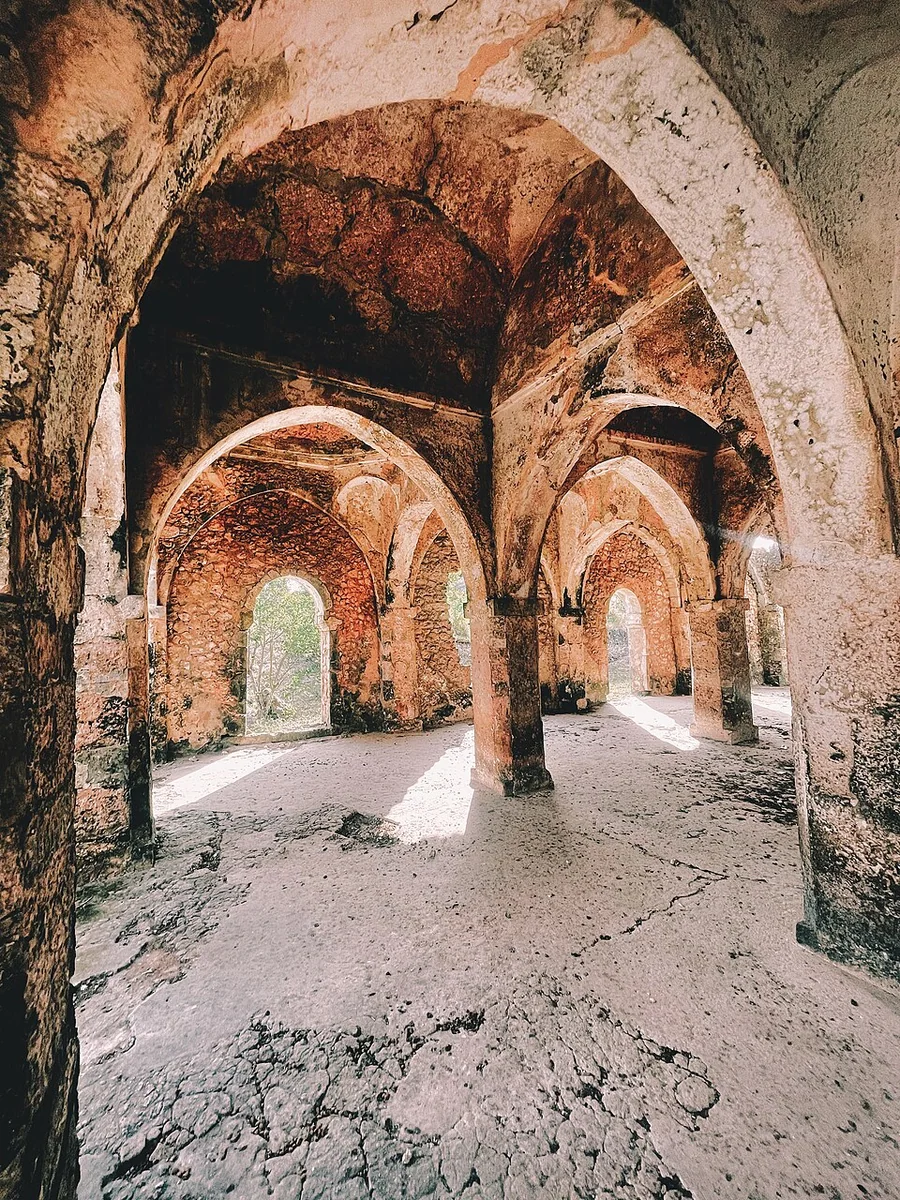 Arches inside the Great Mosque at Kilwa Kisiwani, Tanzania.