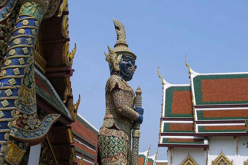 A yaksha guardian at Wat Phra Kaew in Bangkok, Thailand.