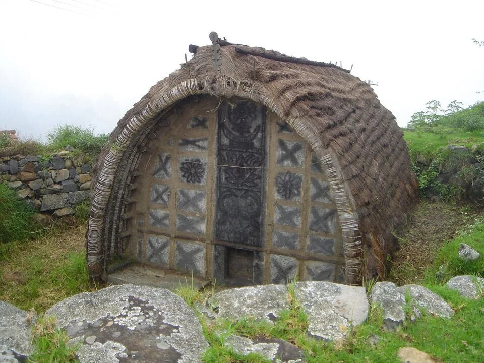 A Toda temple at Muthunadu Mund near Ooty, India.