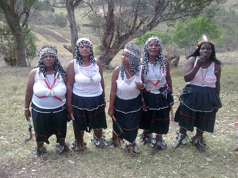 Sangomas at an umgido ceremony in Zululand.